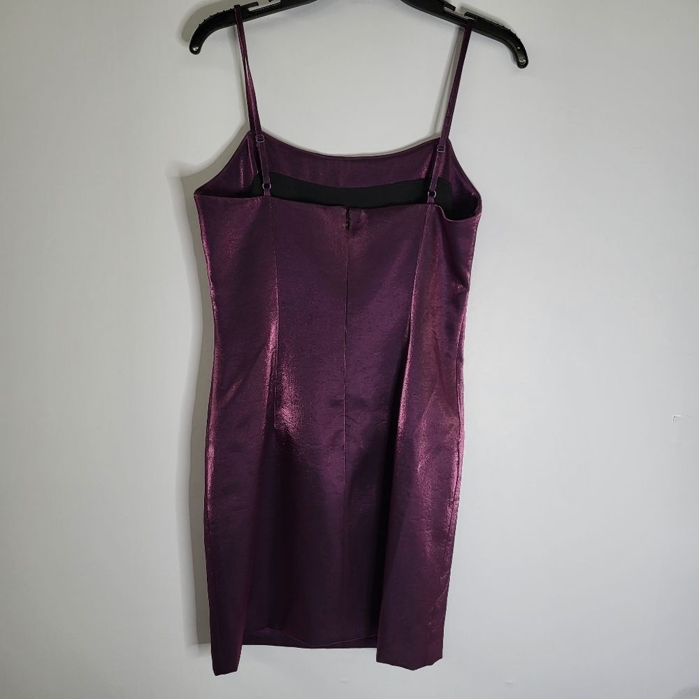 MILLY Mini Glazed Poly Slip Mini Dress Amethyst Purple Satin Size 6/Size 2 - Picture 8 of 11